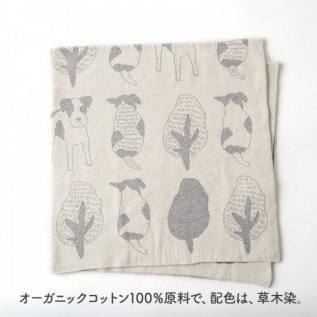 犬柄 アフガン CO-K52【7営業日程度で発送】| おくるみ ベビー 赤ちゃん ひざ掛け ブランケット オーガニックコットン 草木染 ジャカード編み 出産祝い ギフト 日本製